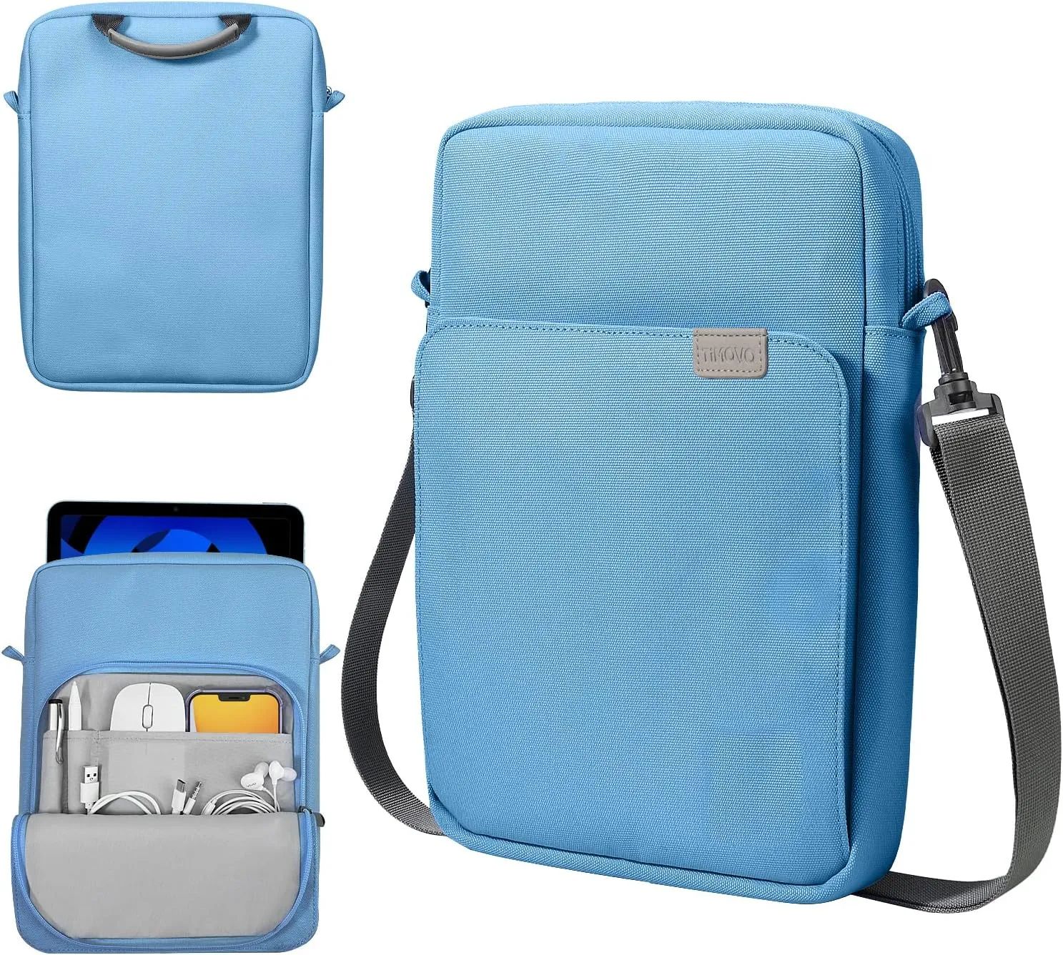 TiMOVO 9-11 Inch Tablet Sleeve Bag with Shoulder Strap for iPad 11-inch A16 2025, iPad 10th Gen. 10.9", iPad 9th/8th/7th Gen. 10.2", iPad Air 11/5th/4th Gen. 10.9", Galaxy Tab A9 Plus 11", Dusty Blue