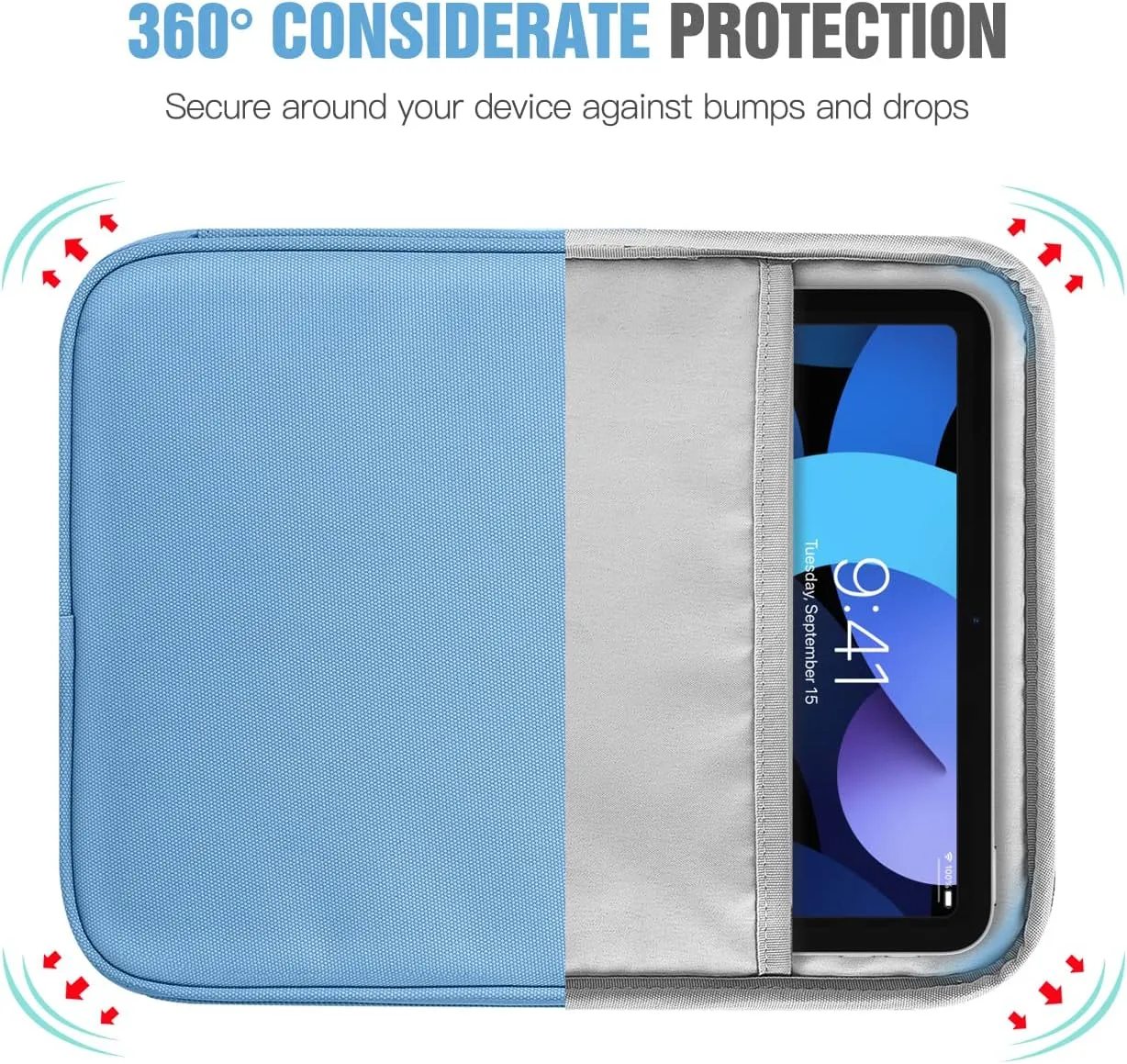 TiMOVO 9-11 Inch Tablet Sleeve Bag with Shoulder Strap for iPad 11-inch A16 2025, iPad 10th Gen. 10.9", iPad 9th/8th/7th Gen. 10.2", iPad Air 11/5th/4th Gen. 10.9", Galaxy Tab A9 Plus 11", Dusty Blue