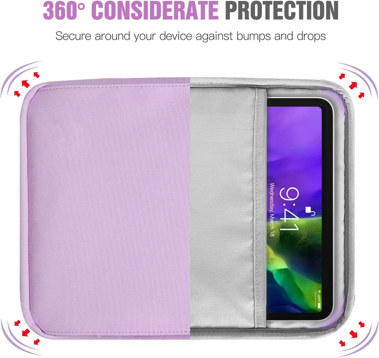 TiMOVO 9-11 Inch Tablet Sleeve Bag with Shoulder Strap for iPad 11-inch A16 2025, iPad 10th Gen. 10.9", iPad 9th/8th/7th Gen. 10.2", iPad Air 11/5th/4th Gen. 10.9", Galaxy Tab A9 Plus 11", Purple