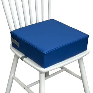 Toddler Booster Seat for Dining Table, 2 Elastic Seat Belts, Anti Scratch PU Skin-Friendly, Waterproof, Anti-Wrinkle, Detachable Non-Slip Bottom - Dark Blue