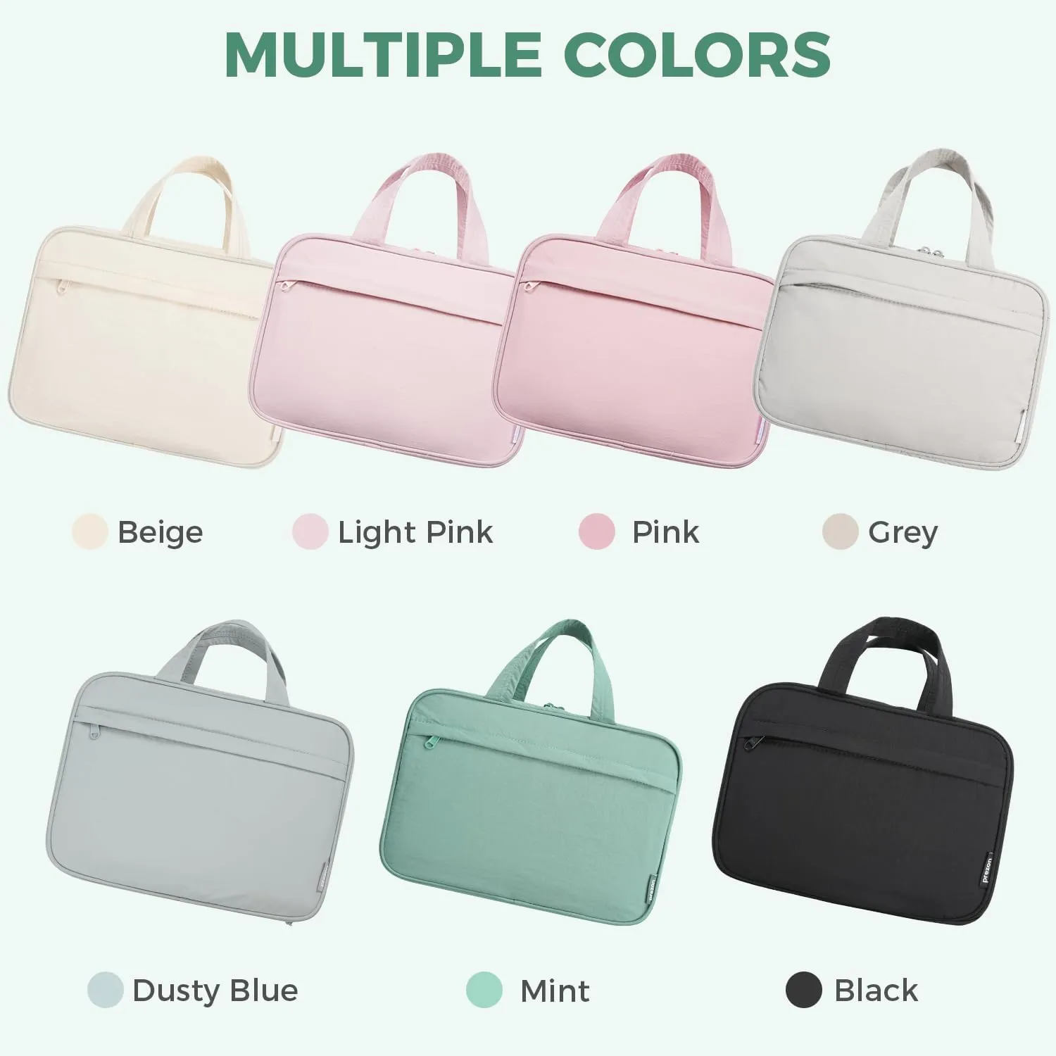 Toiletry Bag For women,Portable Hanging Organizer,4 Leakproof Compartment for full-sized Conditioner, Brushes Set, Makeup Accessories,Visible and easy to access.M-mint
