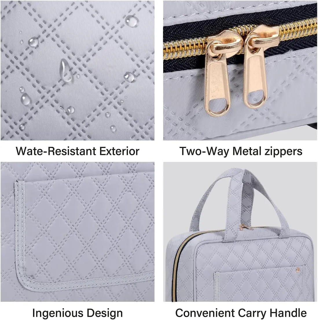 Toiletry Bag Hanging Travel Makeup Organizer for Women and Men with Hooks Water-resistant Multi Compartment Transparent Cosmetics Storage Box for Makeup Accessories, Toiletries Grey