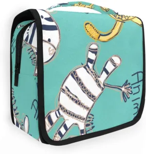 Toiletry Bag Travel Bag with Hanging Hook, Cute Zebra and Lion Water-resistant Makeup Cosmetic Bag Travel Organizer for Accessories Shampoo Toiletries Trips Camping Bathroom