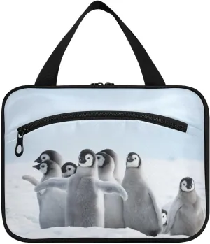 Toiletry Bag Travel Bag with Hanging Hook, Emperor Penguins Chicks Makeup Cosmetic Bag Travel Organizer for Accessories, Detachable Makeup Pouch For Full Sized Container - L