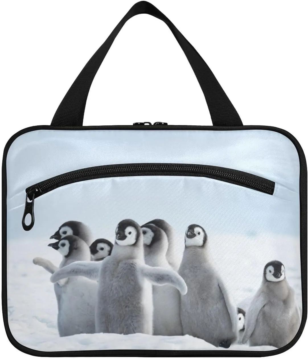 Toiletry Bag Travel Bag with Hanging Hook, Emperor Penguins Chicks Makeup Cosmetic Bag Travel Organizer for Accessories, Detachable Makeup Pouch For Full Sized Container - L