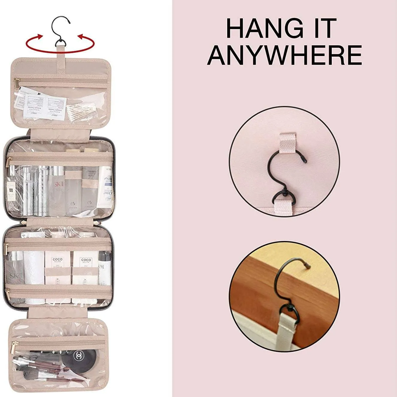 Toiletry Bag Travel Bag with Hanging Hook