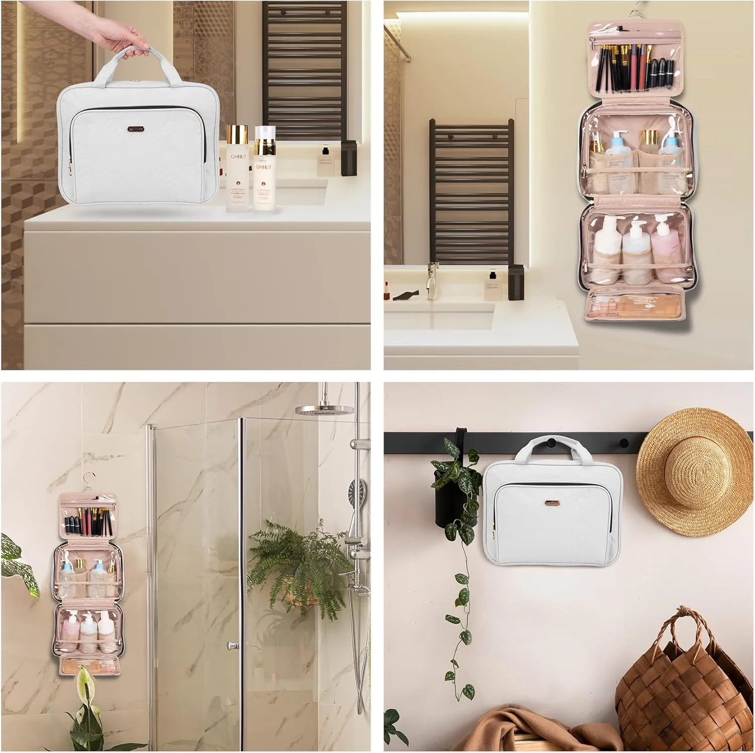 Toiletry Bag with Hanging Hook, Portable Makeup Cosmetic Bags, Space-efficient, Collapsible Moving, making it more suitable for Travel