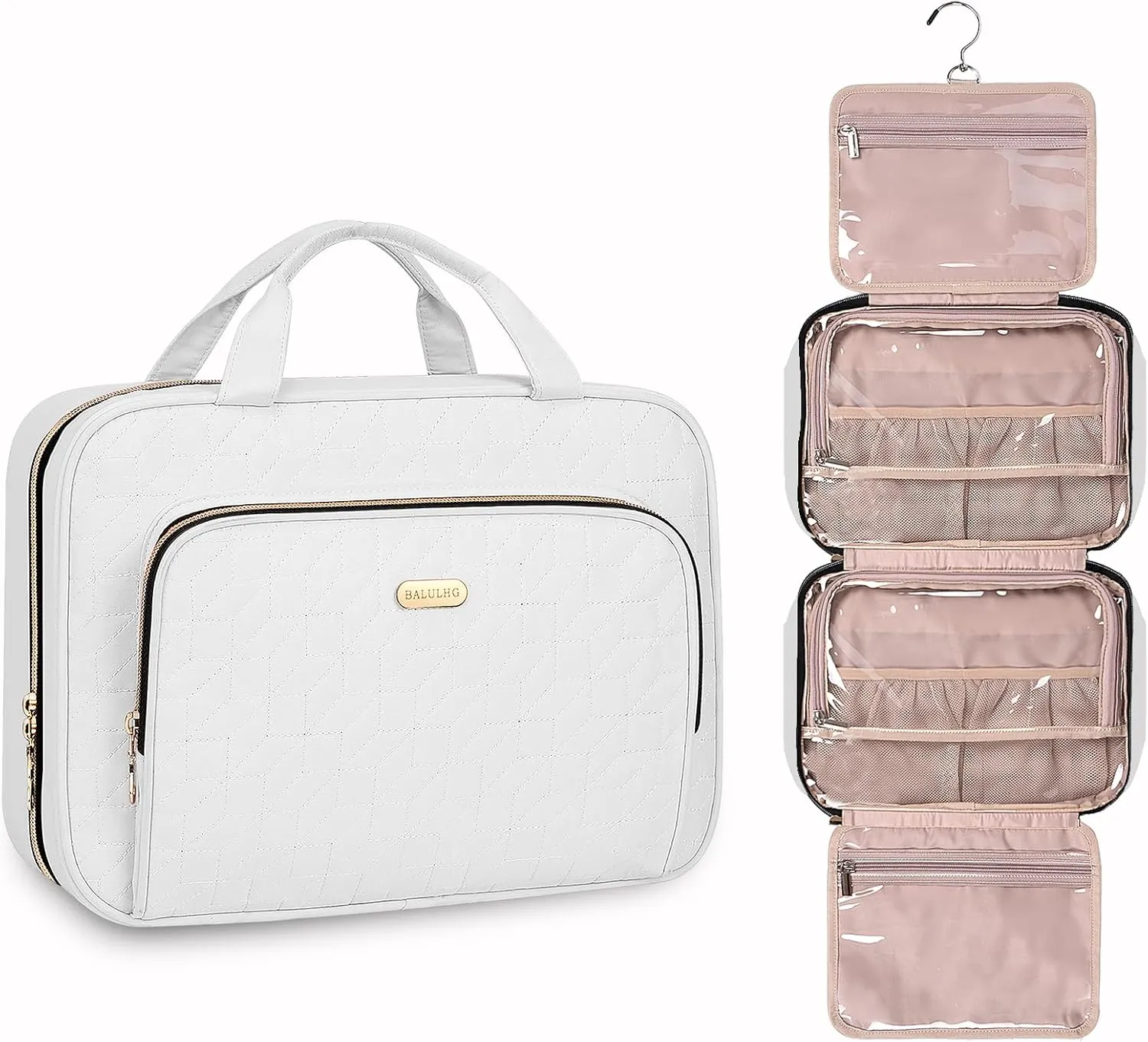 Toiletry Bag with Hanging Hook, Portable Makeup Cosmetic Bags, Space-efficient, Collapsible Moving, making it more suitable for Travel