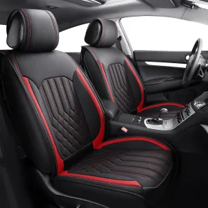 Tomatoman Artificial Leather Seat Covers Compatible with Infiniti G25 2010 2011 2012 2013 2014 Waterproof Airbag Compatible(Full Set/Black Red)