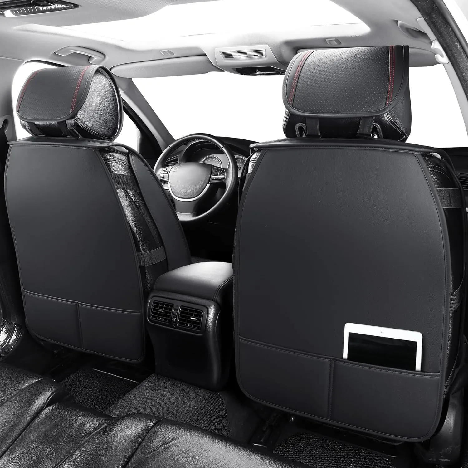Tomatoman Artificial Leather Seat Covers Compatible with Infiniti G25 2010 2011 2012 2013 2014 Waterproof Airbag Compatible(Full Set/Black Red)