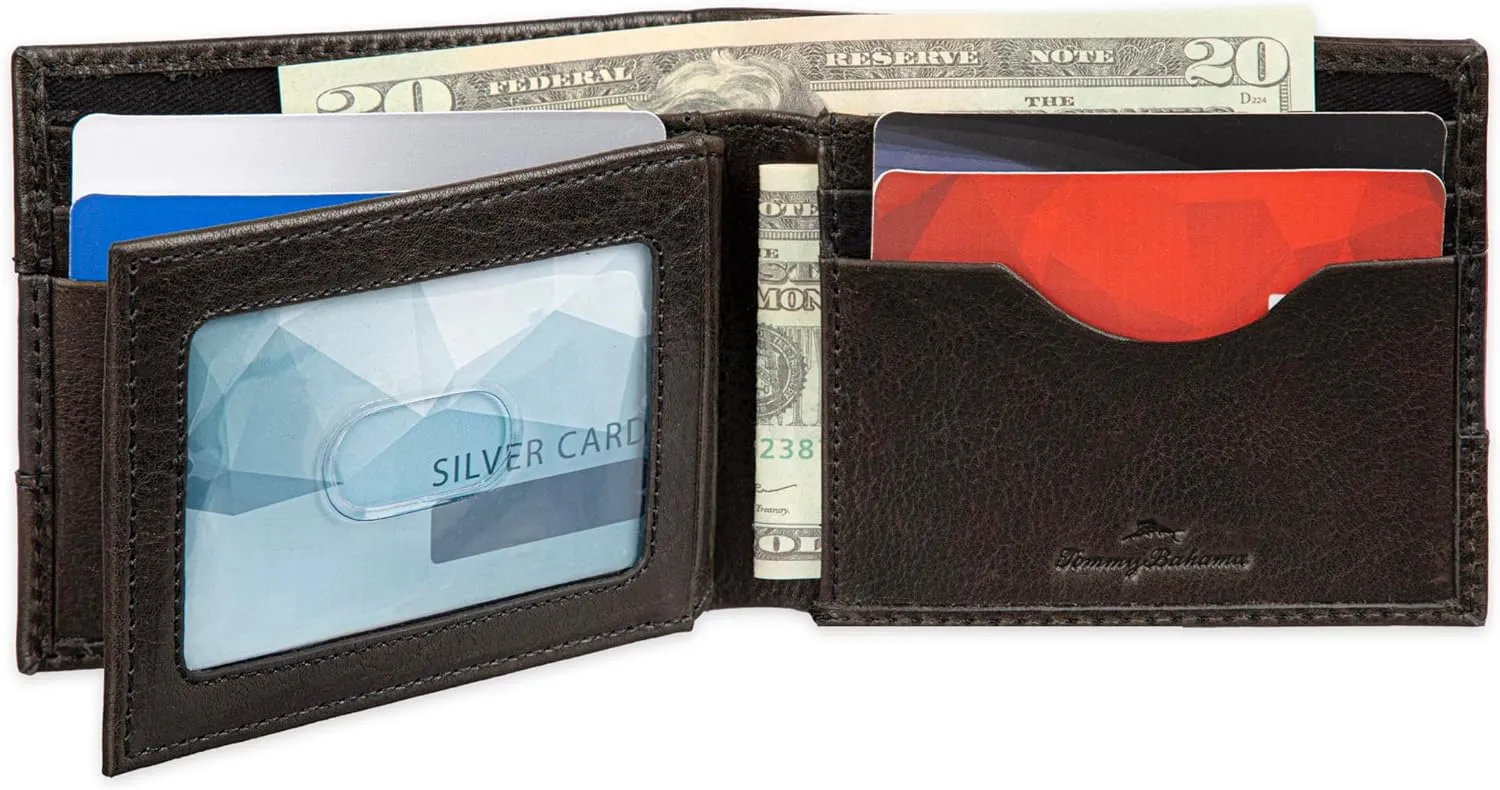 Tommy Bahama Men's Bifold Slim Leather Wallet