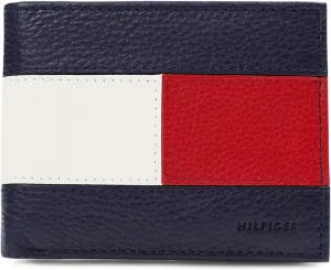 Tommy Hilfiger Men's Classic Logo Style Passcase Bifold Wallet with Multiple Card Slots and ID Window