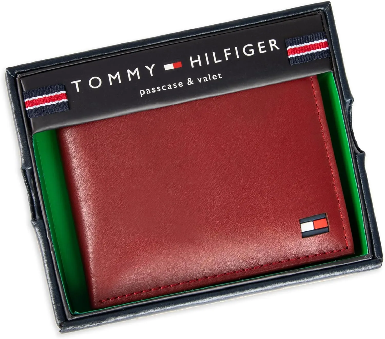 Tommy Hilfiger Men's Classic Logo Style Passcase Bifold Wallet with Multiple Card Slots and ID Window