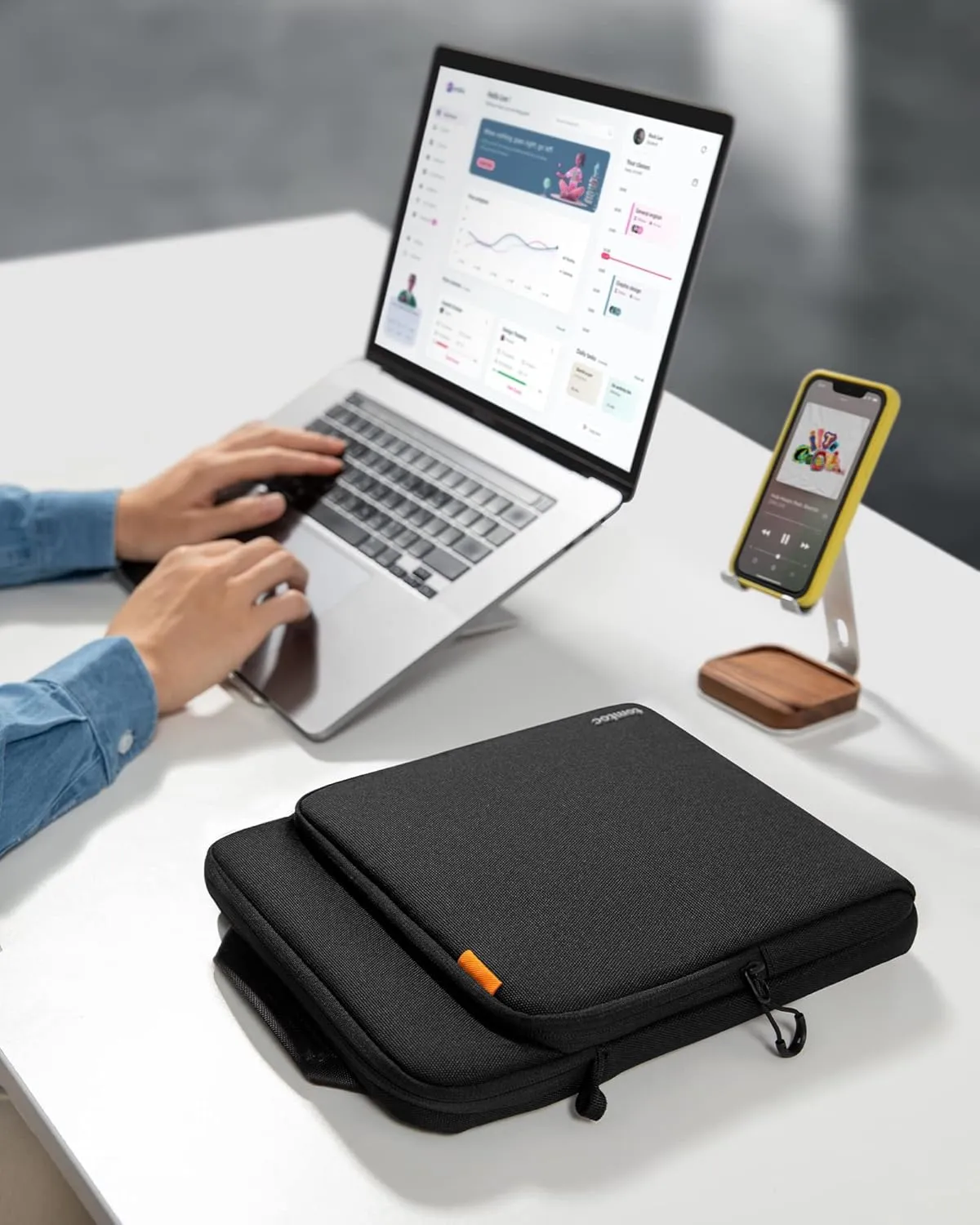 tomtoc 360 Protective Laptop Sleeve Designed for 14-inch MacBook Pro M4/M3/M2/M1 Pro/Max, 13.8'' 2024 Surface Laptop AI PC, Water-Resistant Well-Organized Accessory Sleeve Case with Handle