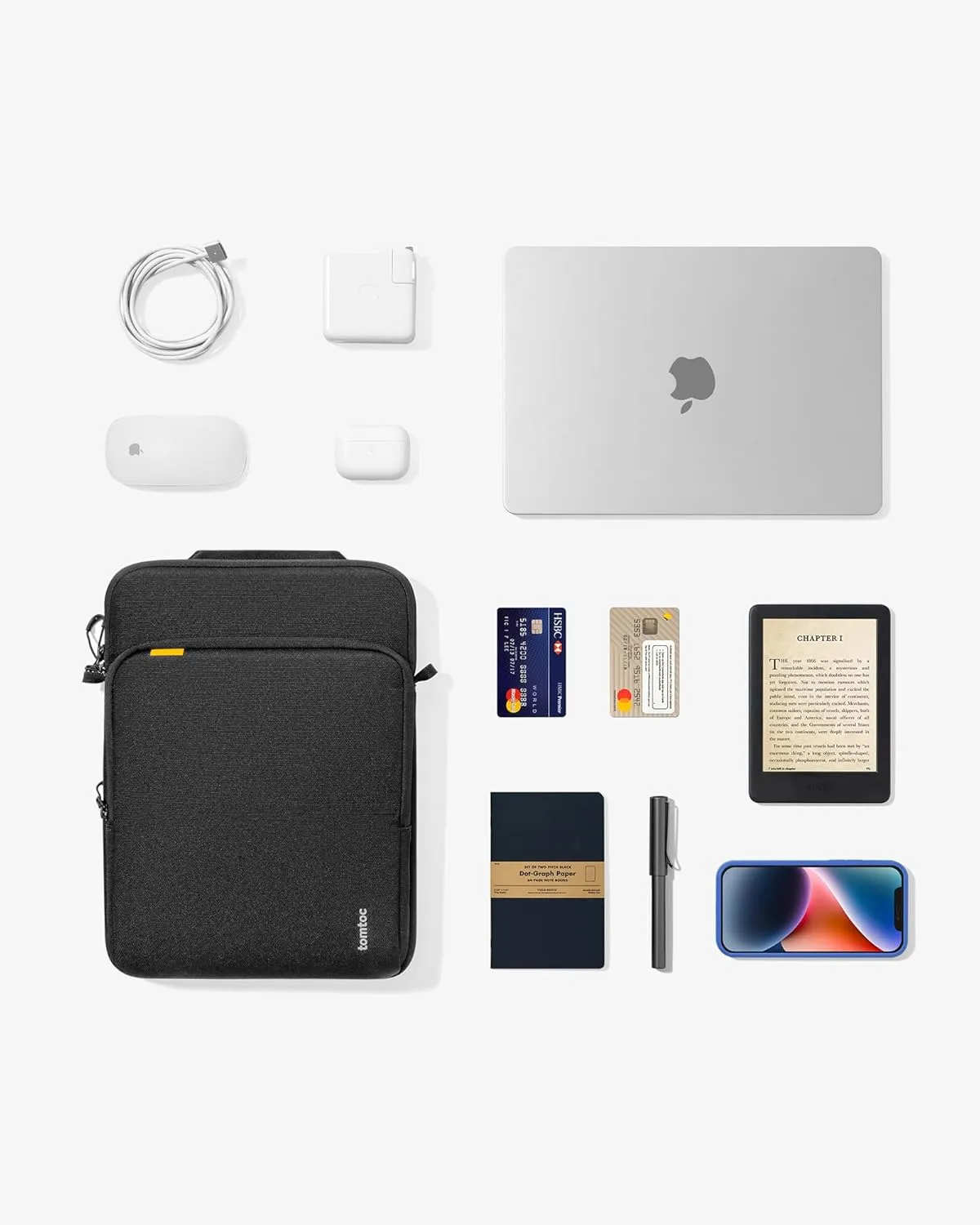 tomtoc 360 Protective Laptop Sleeve Designed for 14-inch MacBook Pro M4/M3/M2/M1 Pro/Max, 13.8'' 2024 Surface Laptop AI PC, Water-Resistant Well-Organized Accessory Sleeve Case with Handle