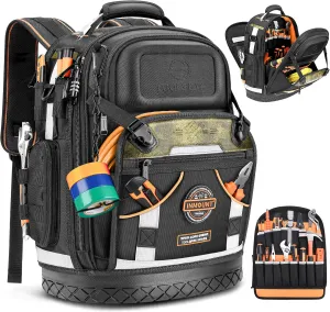 Tool Backpack Bag, Electrician Tool Bag 78-Pockets & Loops Tools Bag Men HVAC Heavy Duty Storage Construction tools Backpack With Molded Reinforcement Base and Combination Lock