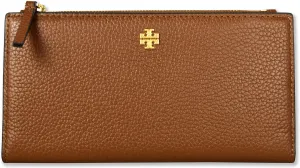 Tory Burch 139540 Blake Color-Block Cortado Brown With Gold Hardware Women's Slim Wallet