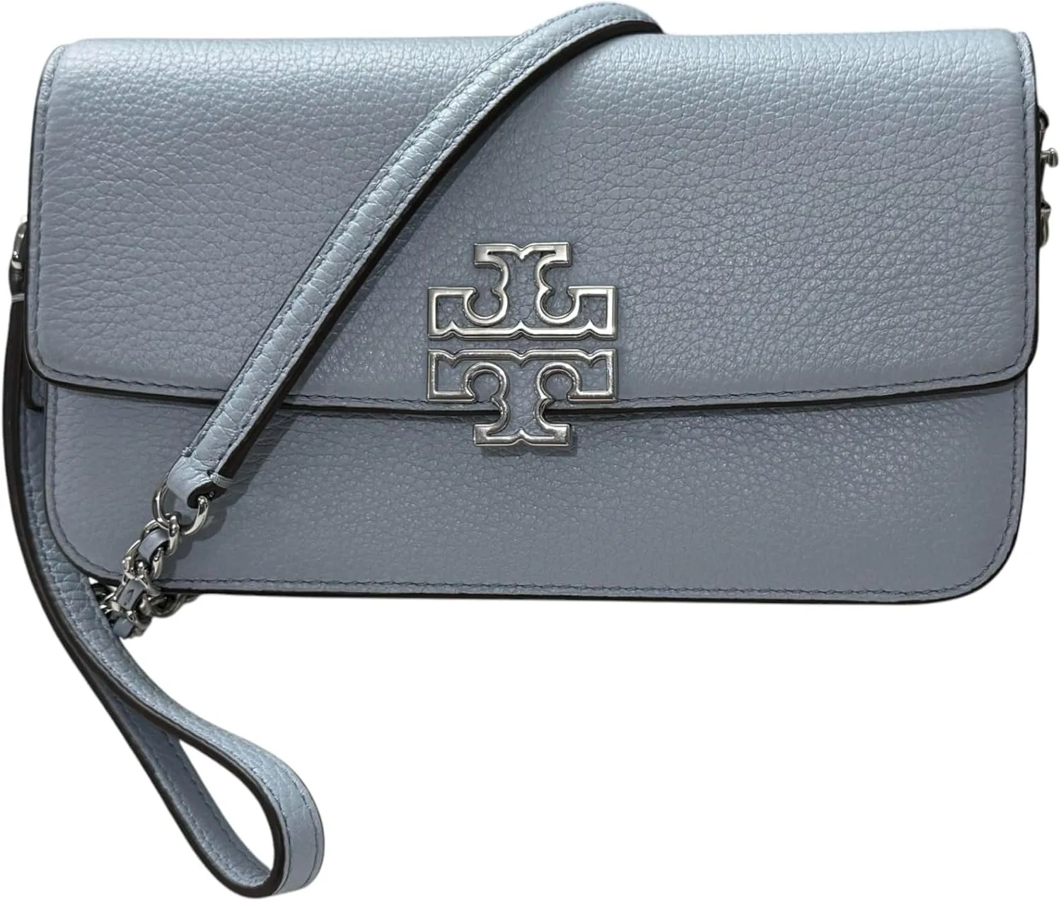 Tory Burch Women's Britten Chain Wallet with Wristlet (Blue Mist)