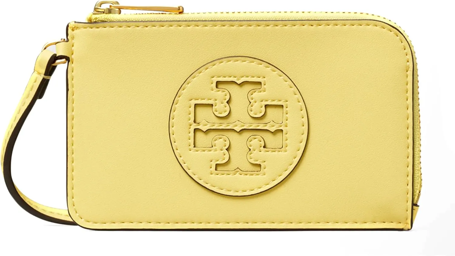 Tory Burch Women's Ella Bio Vegan Leather Zip Card Case Wristlet Wallet, Vintage Lemon