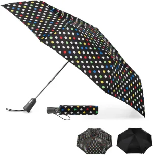 totes Portable Umbrella for Travel – Compact for Car, Backpack and Purse – Windproof, Strong, UV Sun Protection, Water-Repellant, Foldable On-the-Go Umbrella with Auto Open/Close