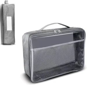 Toy Storage Bag, On the Go Toy Storage Organizer, Car Toy Organization Bags, Lego Travel Bag, Activity Bags for kids, Traveling Carrying Case, Storage Organizer (Large 2 pc Grey Bags)