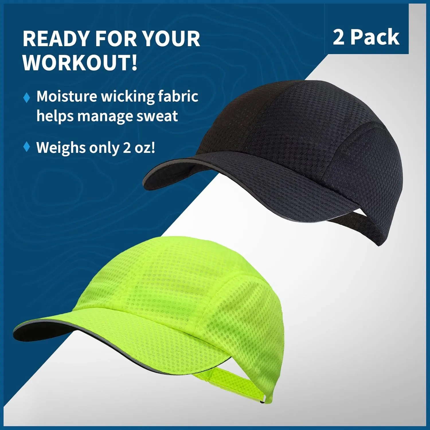 TrailHeads Performance Mens Running Hat - Lightweight, Quick Dry Workout Hats for Men - Athletic Sports Cap for Tennis, Gym
