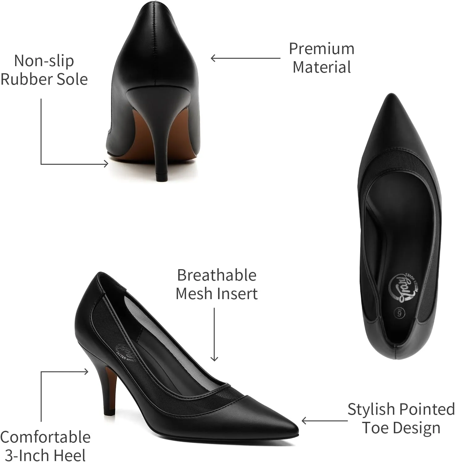 Trary Women’s Slingback Pumps, Black Heels Gold Heels Nude Pink Red Heels, Pointed Toe High Heels for Women Sexy Stiletto Heels Buckle Ankle Strap Closed Toe Pumps Office Party Prom Dress Shoes