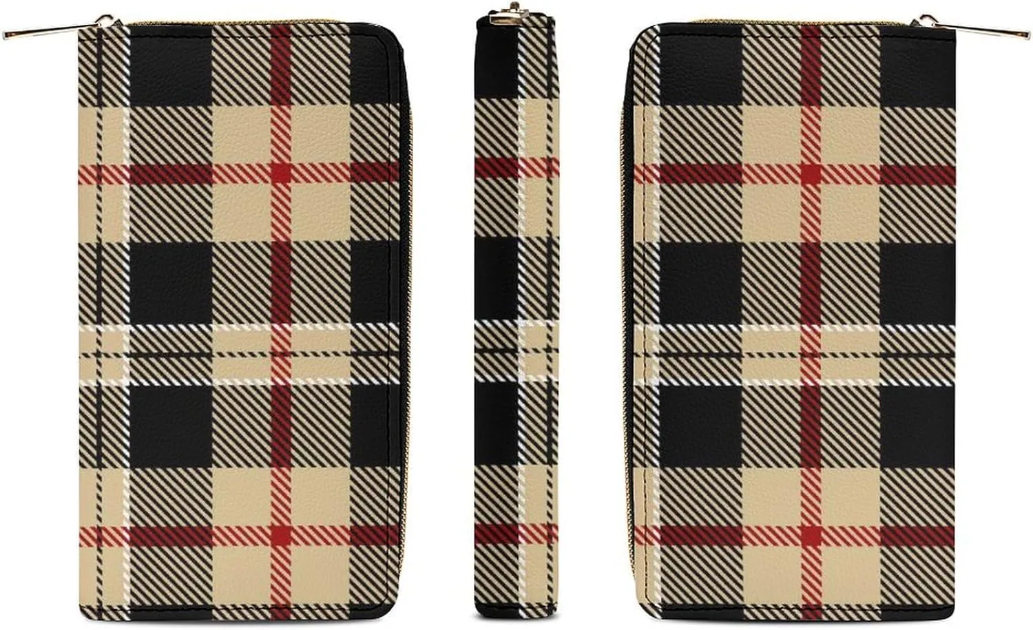 Travel Purse Fashion Design, Huge Storage Capacity Wallet, Cute Decor Wallet, Long PU Zipper Wallet Compatible with Tartan Plaid Pattern