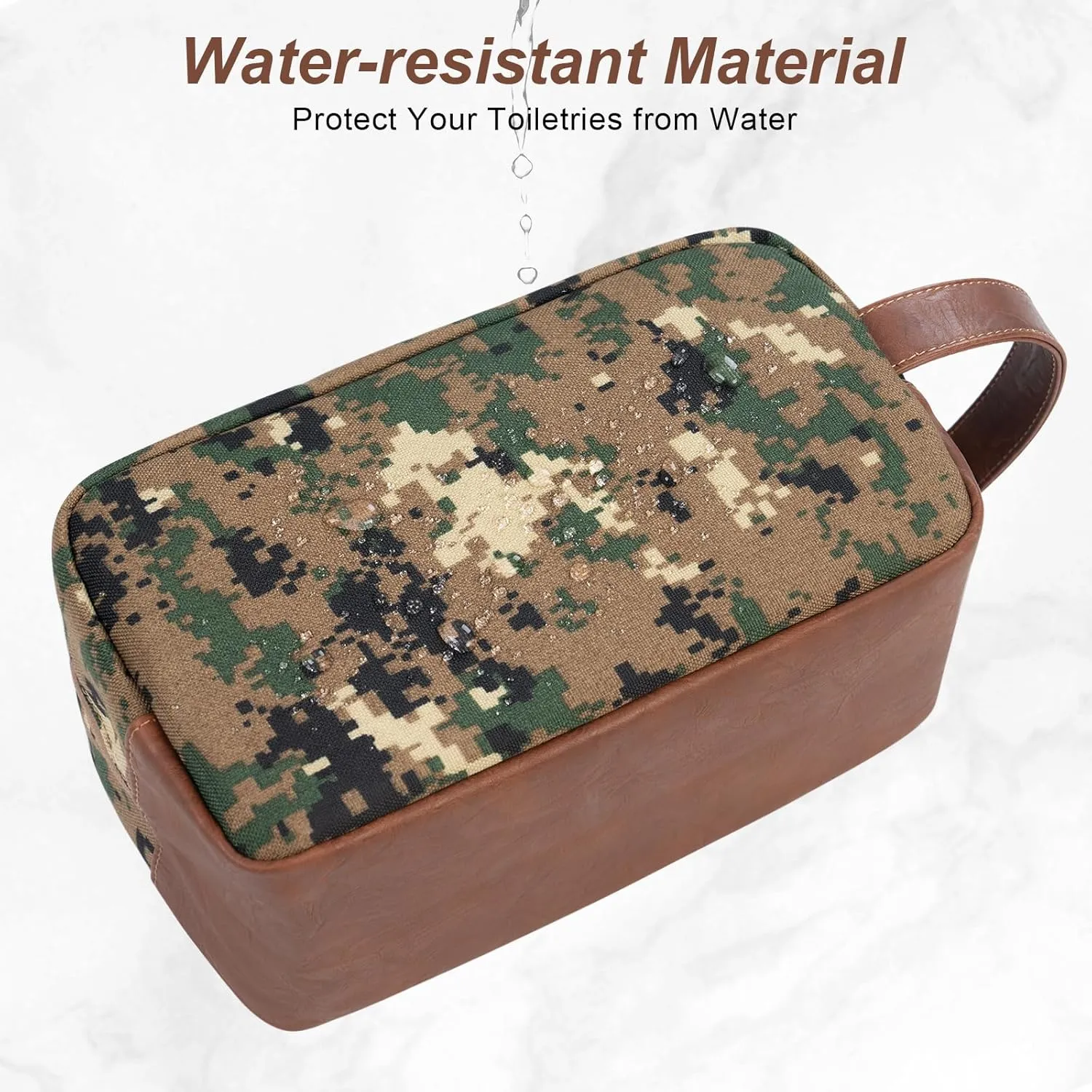 Travel Toiletry Bag for Men, Hanging Toiletry Organizer, Water Resistant Shaving Kit with Large Capacity for Travel Accessories (Camo-Green)
