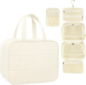Travel Toiletry Bag for Women Hanging Travel Toiletry Bag with Makeup Organizer PVC Waterproof Travel Essentials Packing Organizers with Hanging Hook