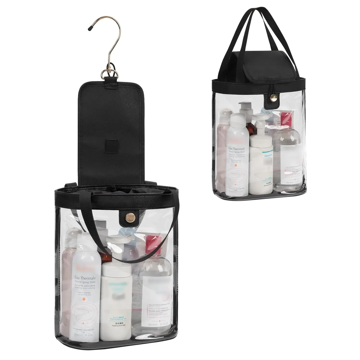 Travel Toiletry Bag, Hanging Clear Toiletry Bag for Women Men, Waterproof Travel Bag for Toiletries, Clear Makeup Bag Portable Shower Bag With Hanging Hook for Bathroom, Gym, Camping