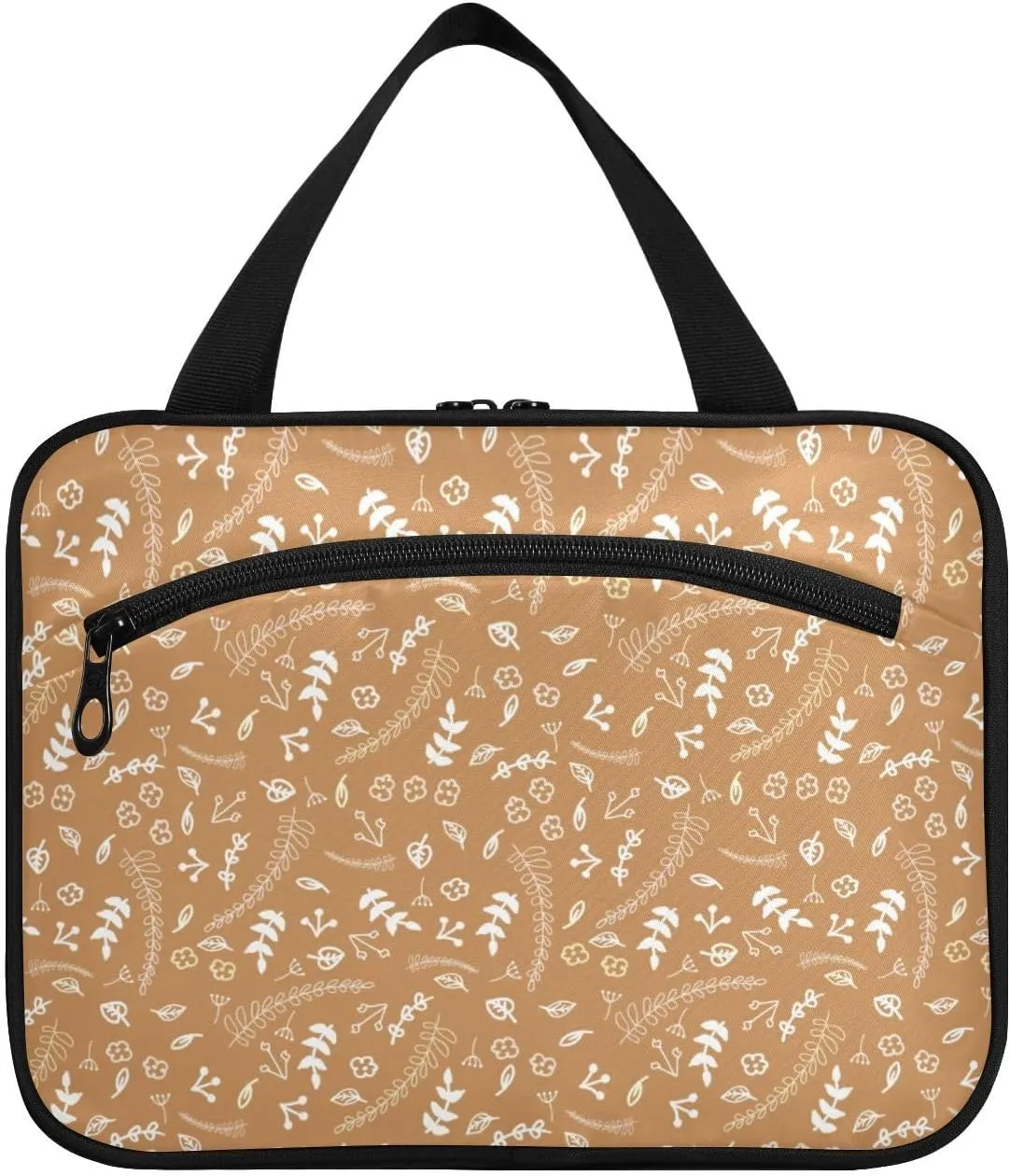 Travel Toiletry Bag Hanging Cosmetic Bag Compact Toiletry Bag with Large Capacity for Women Large Brown Plants