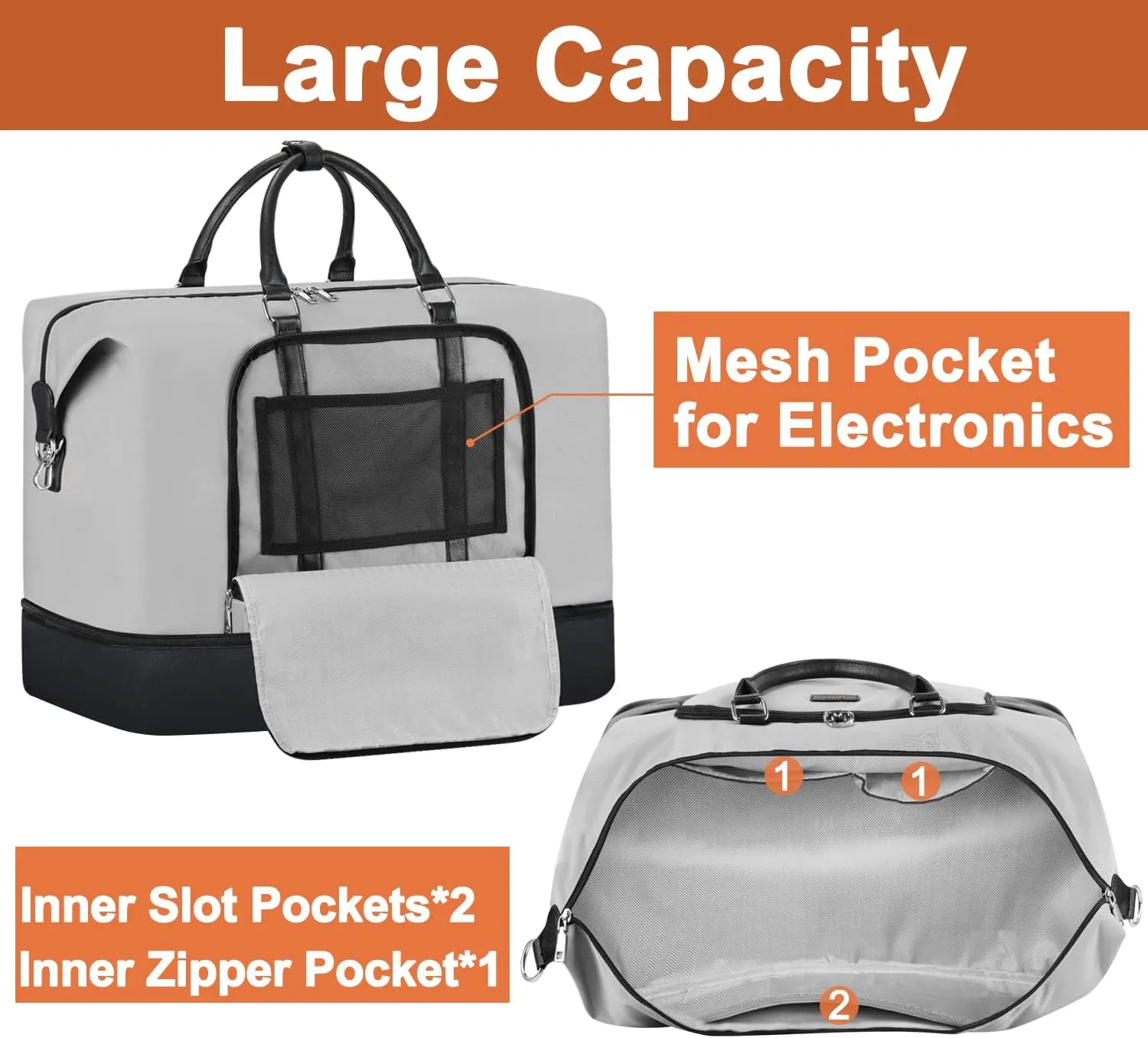 Travel Weekender Bag for Women, Overnight Bag with Shoe Compartment, Oversized Travel Duffel Bag Carry On Tote with Trolley Sleeve 21" for Weekend Travel Business Trip