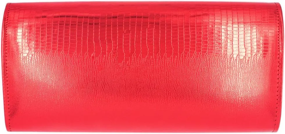 TrendsBlue Elegant Large PU Leather Textured Shine Envelope Flap Clutch Evening Bag Handbag