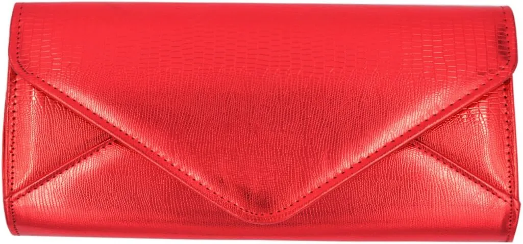 TrendsBlue Elegant Large PU Leather Textured Shine Envelope Flap Clutch Evening Bag Handbag