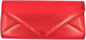 TrendsBlue Elegant Large PU Leather Textured Shine Envelope Flap Clutch Evening Bag Handbag