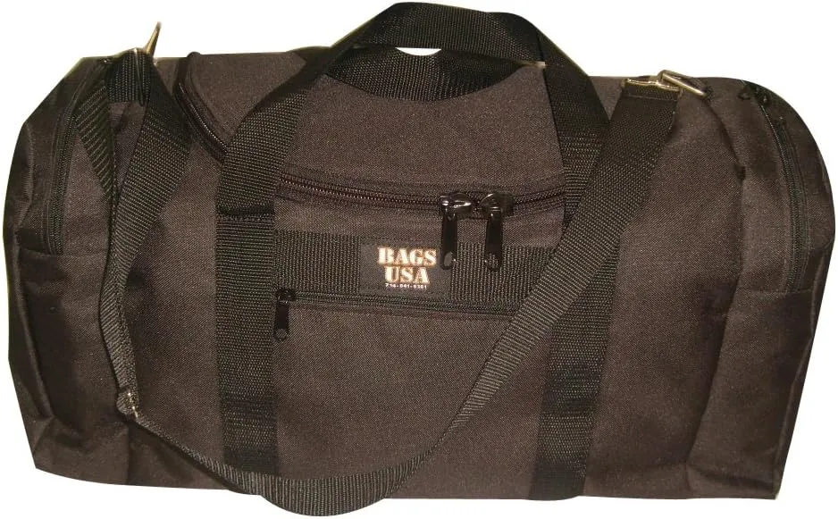Triple Carry-on with U Opening,two Separate Compartment One on Each End,plus Front Pocket.Made In USA. (Black)