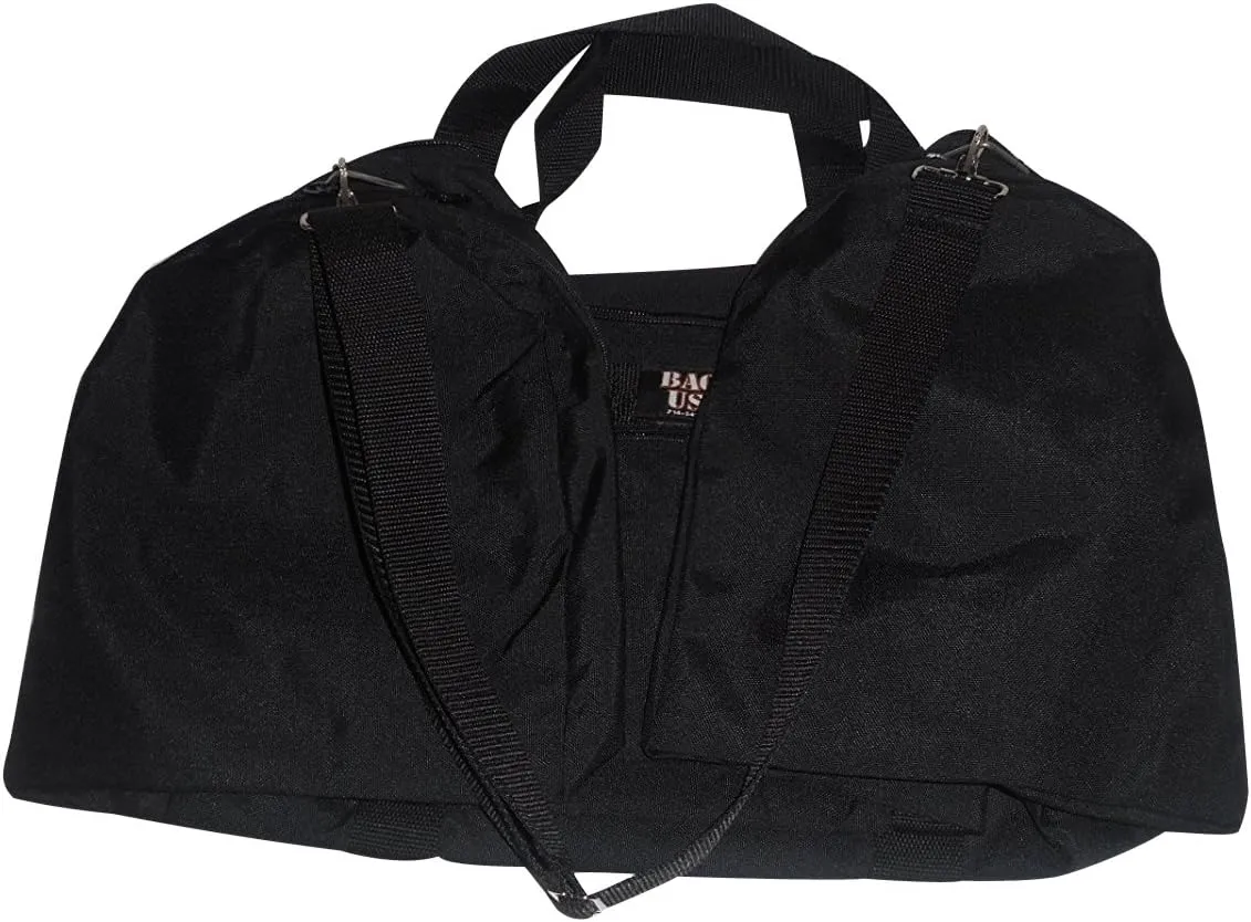 Triple Carry-on with U Opening,two Separate Compartment One on Each End,plus Front Pocket.Made In USA. (Black)