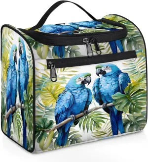 Tropical Parrot Travel Toiletry Bag for Men and Women, Large Hanging Makeup Bag Organizer Toiletries Bag for Travel, Cosmetic Bag with Handle