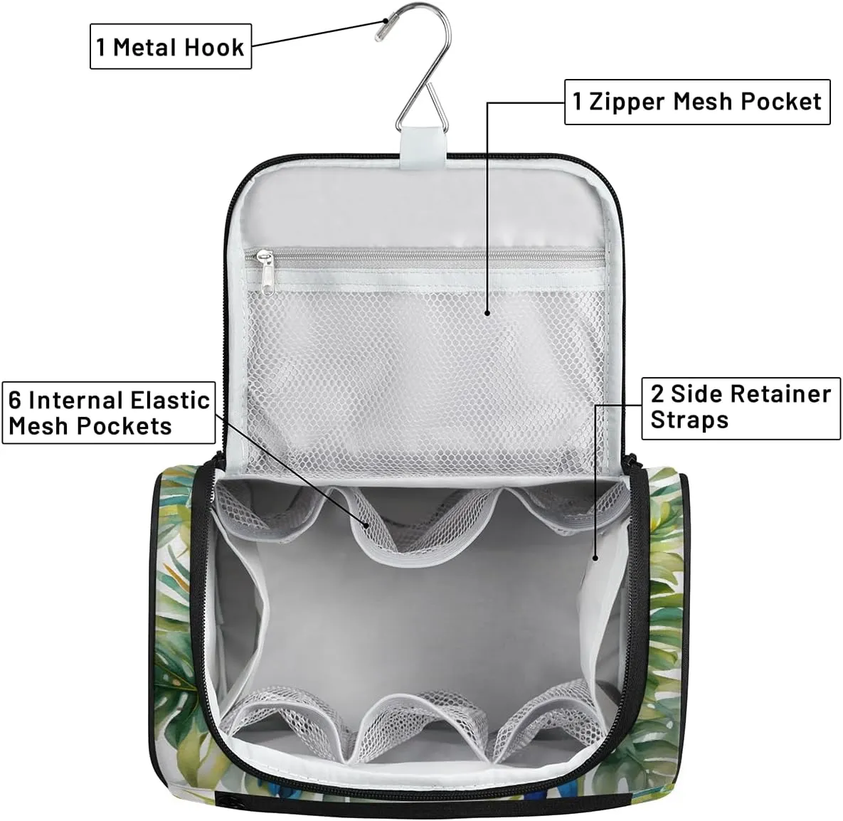 Tropical Parrot Travel Toiletry Bag for Men and Women, Large Hanging Makeup Bag Organizer Toiletries Bag for Travel, Cosmetic Bag with Handle