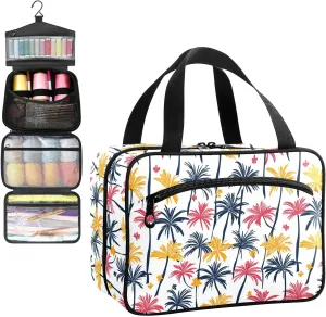 Tropical Tree Abstract Travel Toiletry Bag, Hanging Toiletry Bag Portable with Zipper, Sewing Storage with 4 Compartment and Hook for women/men Travel/Daily Use