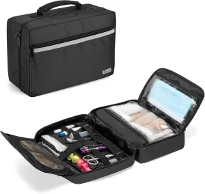 Trunab Portable First Aid Bag Empty, Medical Supplies Bag with 2 Inner Flap, Emergency Trauma Bag for Accessories, Black