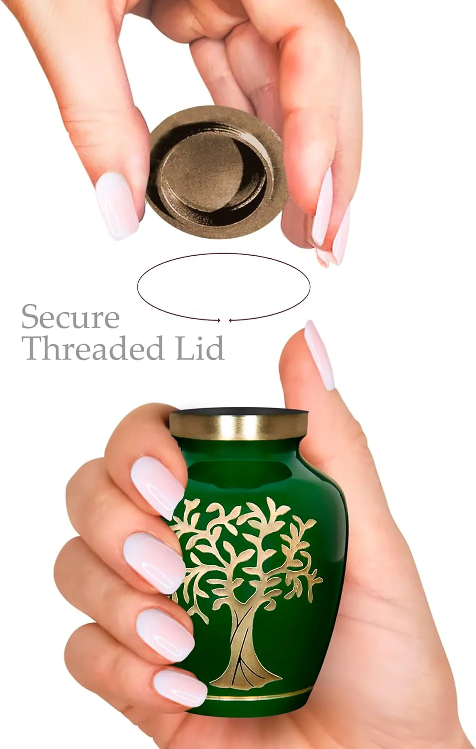 Trupoint Memorials Small Urns for Human Ashes Keepsake, Tree of Life Decorative Mini Cremation Urn for Adult Men and Women, Small Dark Green