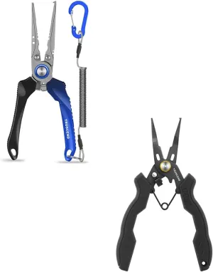 TRUSCEND Lockable Handy Fishing Pliers with Innovative Ergonomic Handle, Saltwater Corrosion Resistant Teflon Coated Fishing Tool, Multi-Function Fishing Gear with Mo-V Cutter, Amazing Fishing Gift