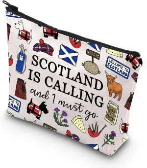 TSOTMO Scotland Makeup Bag Gift Edinburgh Gift Scotland Is Calling And I Must Go Zipper Bag Gift For Scottish (SCOTLAND)