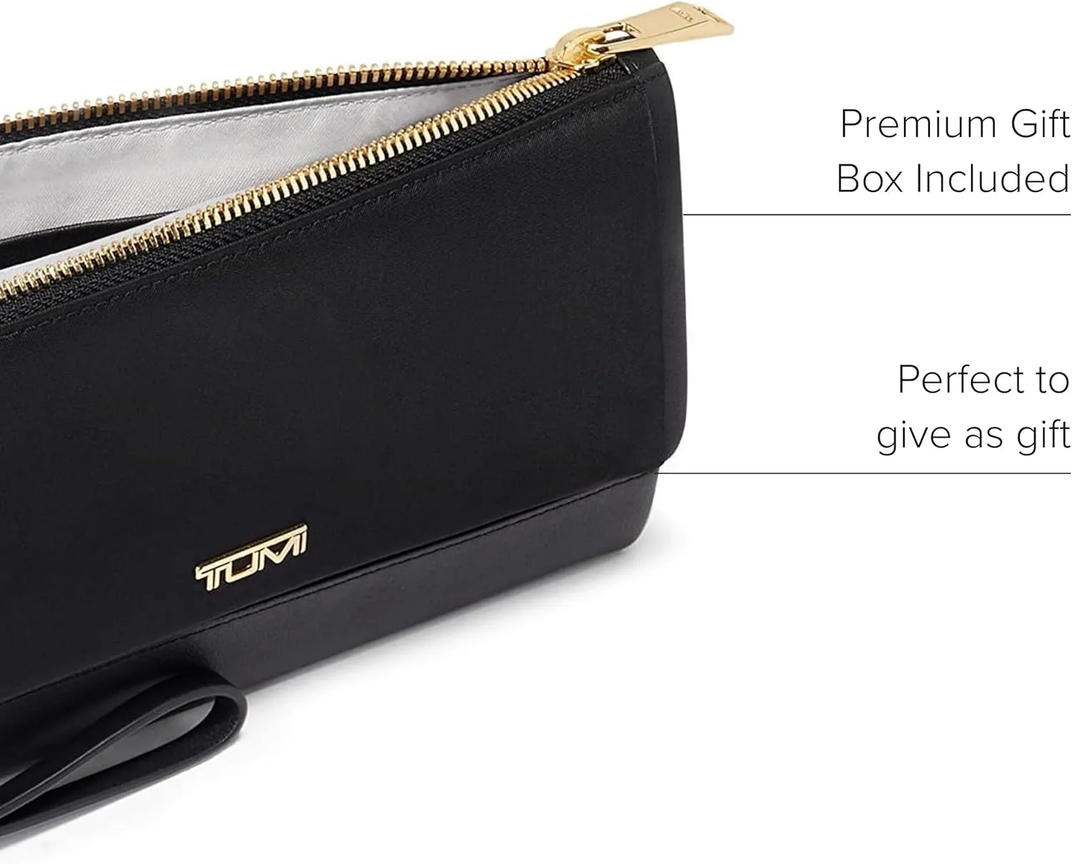 TUMI - Voyageur Travel Wallet - Wristlet Wallet with Passport, Cash & Card Holders - Zipper Wallet for Women - With Gift Box - Black/Gold
