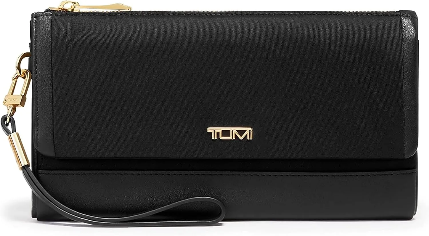 TUMI - Voyageur Travel Wallet - Wristlet Wallet with Passport, Cash & Card Holders - Zipper Wallet for Women - With Gift Box - Black/Gold