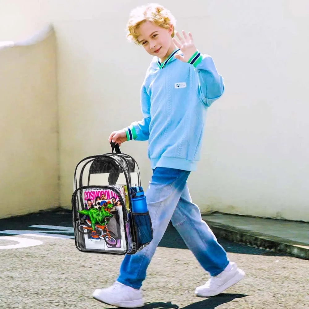 UFNDC 3PCS Clear Backpack for Girls and Boys, Unicorn Cat Transparent Bookbag, See Through School Bag for Kids Elementary