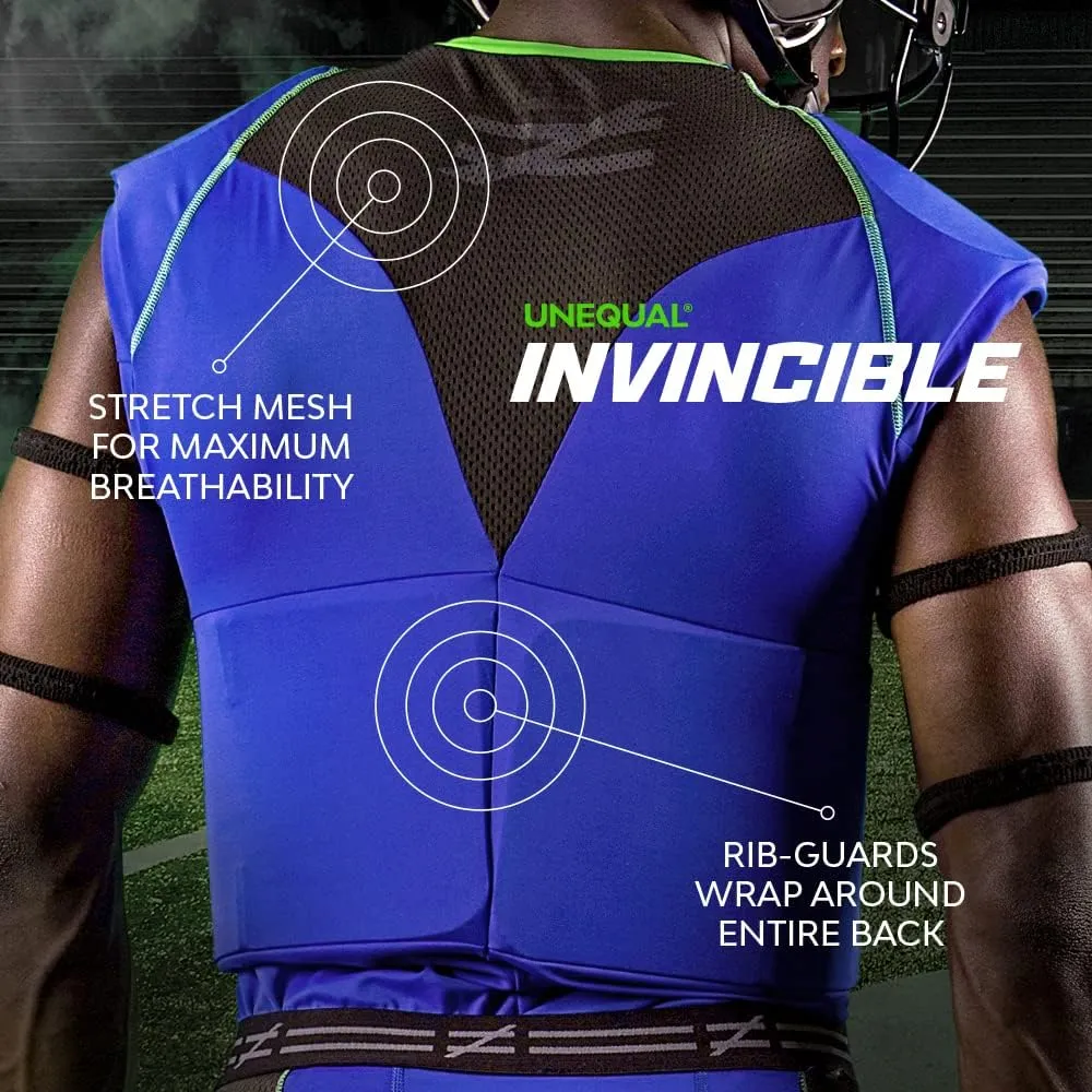 Unequal Invincible Padded Compression Shirt with Rib & Shoulder Protection for Football (Youth Sizes)