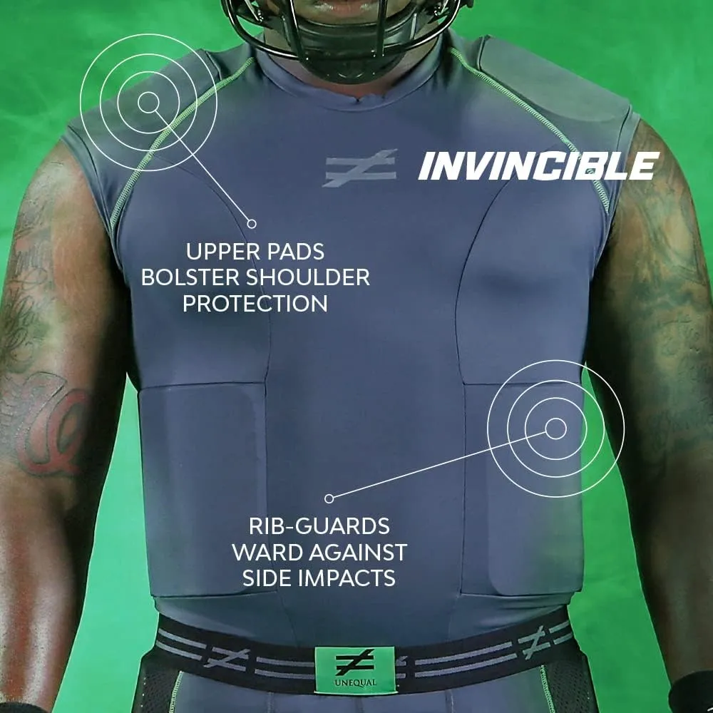 Unequal Invincible Padded Compression Shirt with Rib & Shoulder Protection for Football (Youth Sizes)